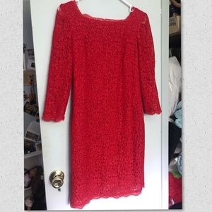 NWOT Adrianna Papell Red Lace 8P Dress